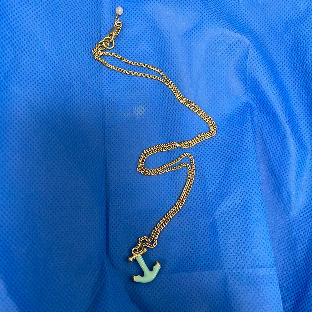 Crew Cuts J. Crew blue anchor necklace for girls gold chain